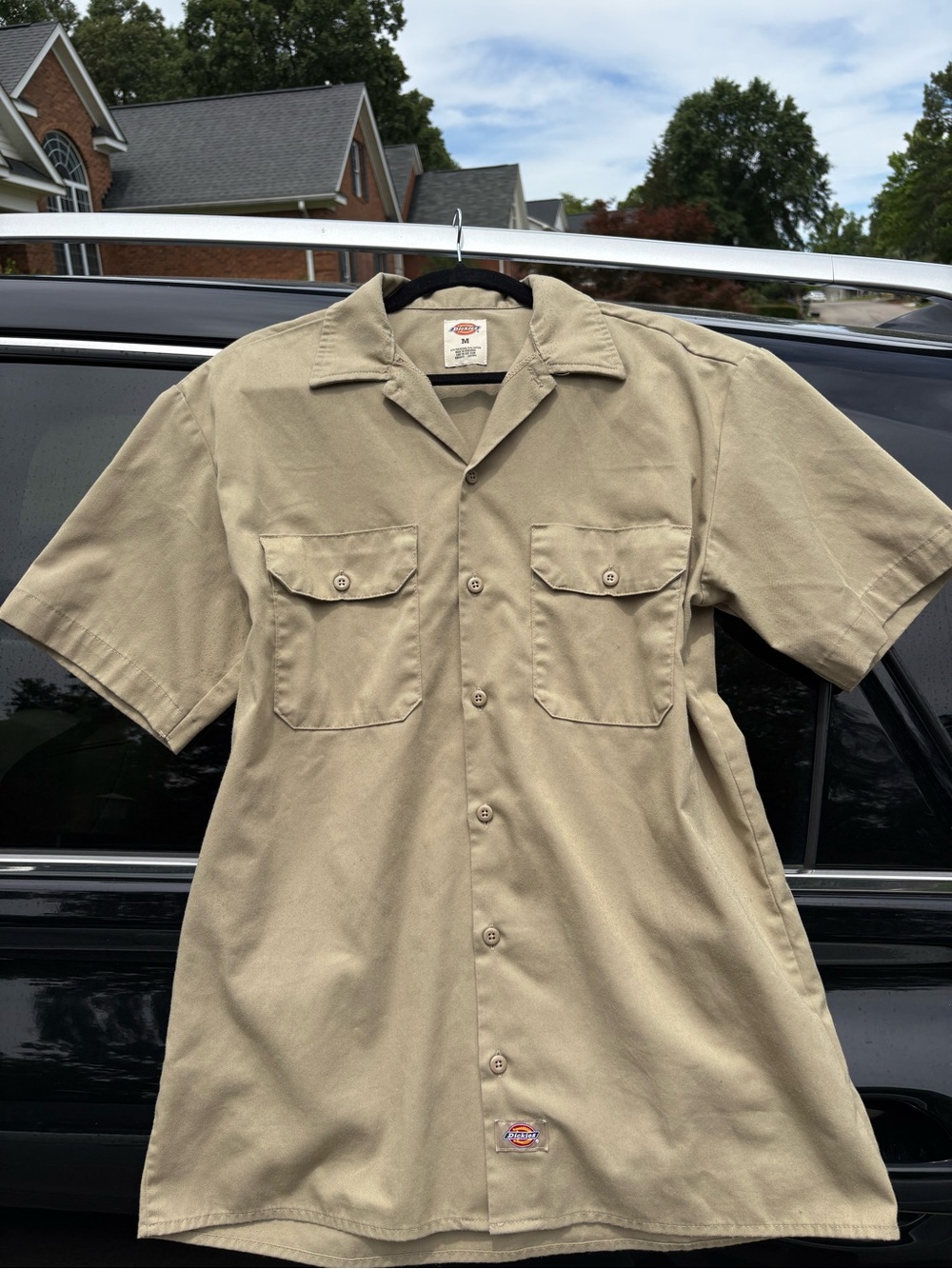 Dickies Khaki Work Shirt With Logo Patch